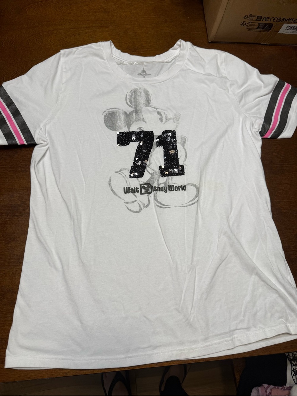 Walt Disney World 71 Sequined Mickey Mouse tshirt Plus Size 1x White Sequins